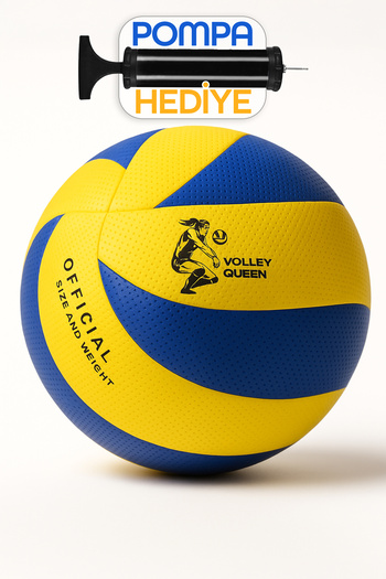 Telvesse Yapıştırma Voleybol Topu Pompalı Set Soft Touch İç-Dış Mekan Uygun 8 Panel Mavi 280 Gram