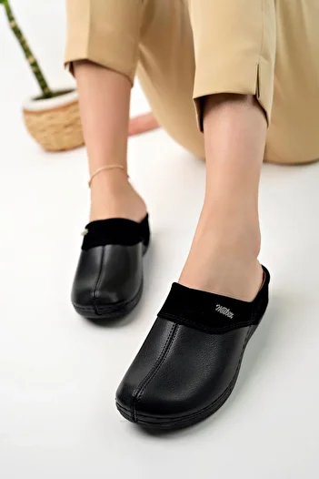 epaavm Μαύρες παντόφλες Orthopedic Pad Closed Toe