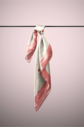 Modabutik G27 Kadın Çiçek Desenli Bandana Pudra Dg0105-22 Snz