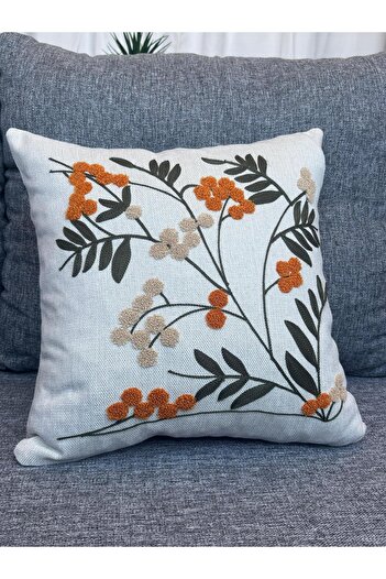Mustgross Bohemian Punch Embroidered Linen Throw Pillow Case 1 Piece - 43X43 cm