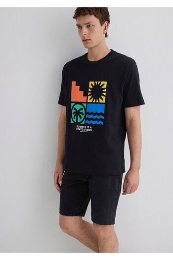 Mavi Printed Black T-Shirt Loose Fit / Loose Relaxed Fit 0612611-900