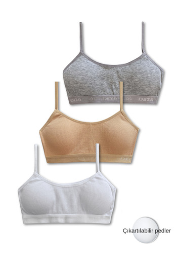GizaKids 95% Cotton Girls' Thin Strap Training Bra Set of 3 |   Half Athlete