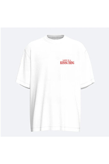 Fandr Store White Oversize Burning Thing Unisex T-Shirt