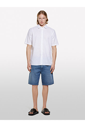 Sisley Men's Dark Denim 100% Cotton Mid Waist Regular Fit Denim Shorts