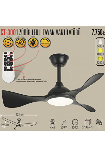 Cata LEDLİ VE SESSİZ TAVAN VANTİLATÖRÜ
