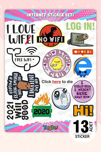TUGİBU Wi-Fi Sticker Set, Internet Sticker, 13 Online Stickers