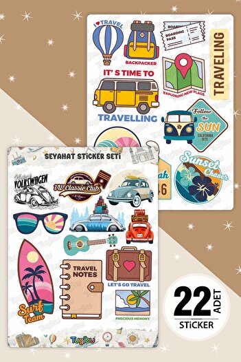 TUGİBU Travel Sticker Set, Travel Sticker Set, 22 Suitcases and Labels for Travel