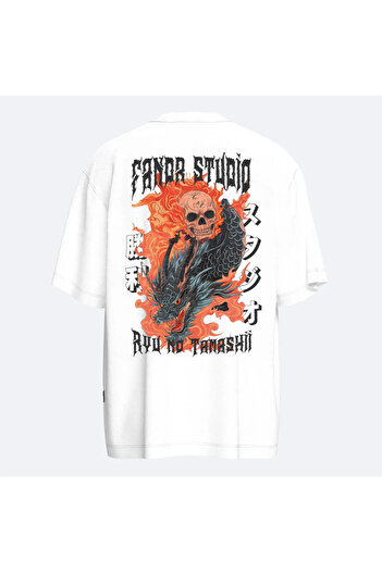 Fandr Store White Oversize Ryu No Tamashii Unisex T-Shirt