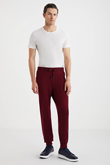 Hemington Bordo Merino Yün Activewear Triko Pantolon