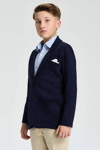 Hemington Navy Blue Giza Cotton Knitwear Children's Blazer Jacket