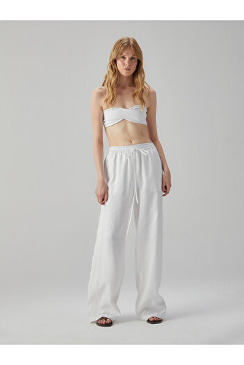 BAQA White Trousers with Elastic Waist