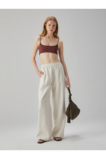 BAQA Ecru Trousers with Elastic Waist