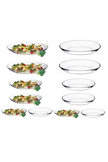 Paşabahçe 12-Pack Glass Boat Plate - Glass Presentation Boat Plate 3 Sizes