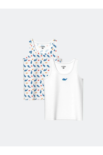 LC Waikiki Crew Neck Printed Boy's Undershirt, 2-pack