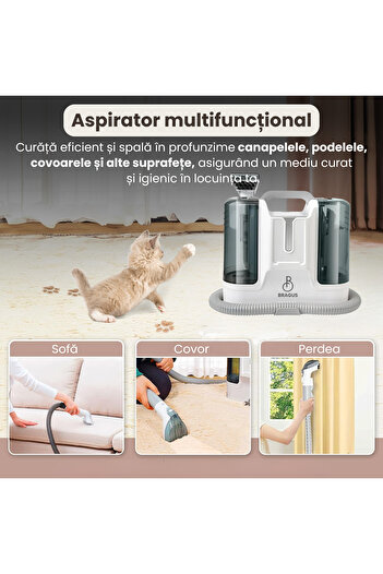 BRAGUS Multifunctional vacuum cleaner, 12,000 Pa, injection-extraction, 1.8L water tank, 220V, 450 W, 75 dB, white