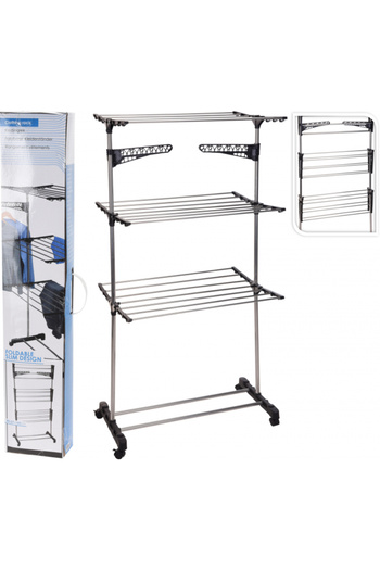 Koopman Vertical Foldable Clothes Drying Rack with 3 Levels and Wheels
