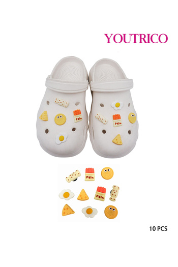 Youtrico 10pcs Cheese And Fries Jibbitz Charms For Crocs - Slipper Ornament