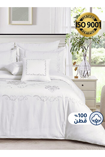 Master Home Textile Cotton Embroidery Comforter Sets, Fits 200 x 200 cm Double Size Bed, 9 Pcs King Size, 200 TC Cotton