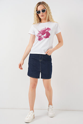 Bigdart Γυναικείο εμπριμέ βασικό μπλουζάκι 4349 - Plum