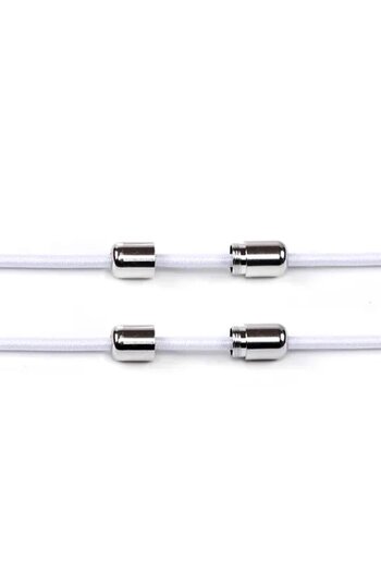 hapshoe Adjustable 1 Pair White Screw Capsule Tip Round Rubber Practical Laces