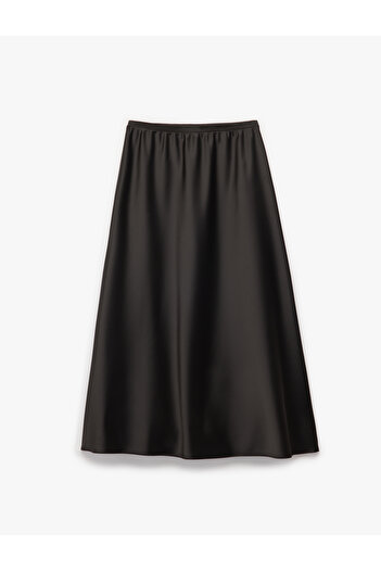 Koton Standard Waist Regular Fit Satin Midi Skirt