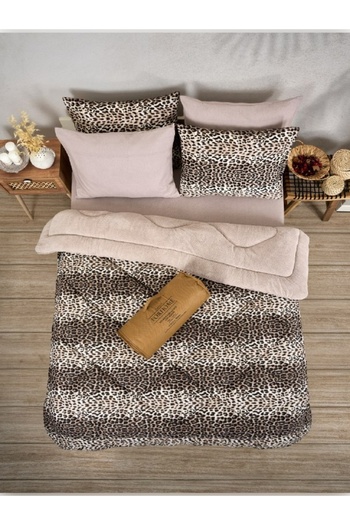 Sudemhome Double Welsoft Sleeping Set Double Sided Wellsoft Fluffy Fleece Quilt and Battal Fitted Sheet