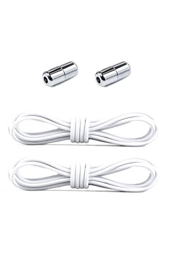 hapshoe Adjustable 1 Pair White Screw Capsule Tip Round Rubber Practical Laces
