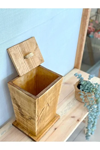 Maison Avf Dark Oak Lid Wooden Trash Can