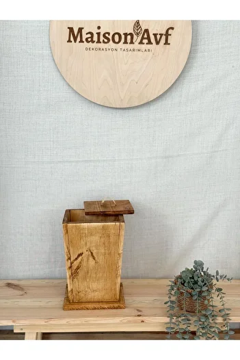 Maison Avf Dark Oak Lid Wooden Trash Can