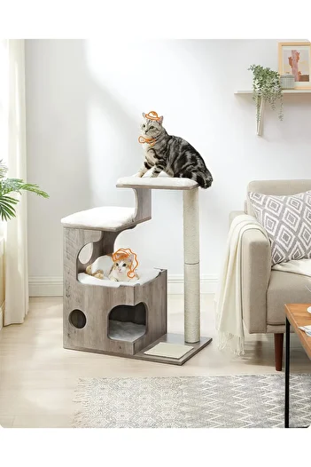 feandrea Cat play set, tree type, wooden, 66x40x86 cm, gray