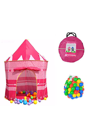 İSP ISP LikeSmart Cubby House Children's Play Tent, Easy to Install, 100 Colorful Balls + Cover