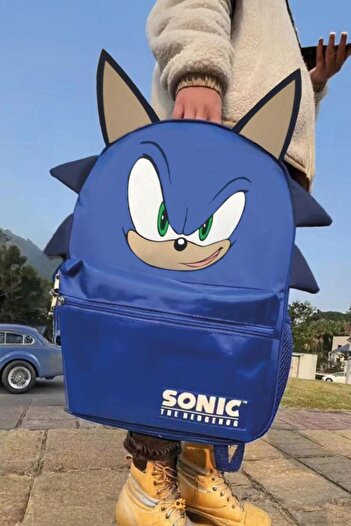 Karakedi Синій шкільний рюкзак з вушками Sonic