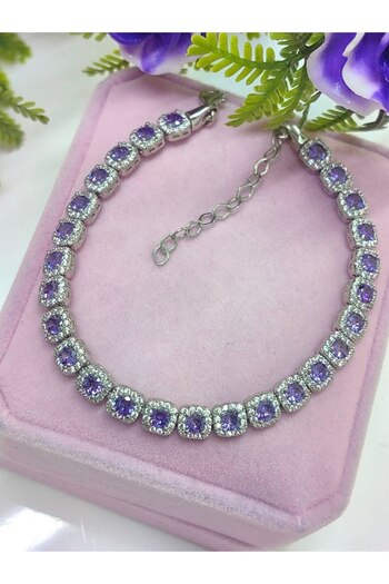 argint 925 Bratara pietre violet