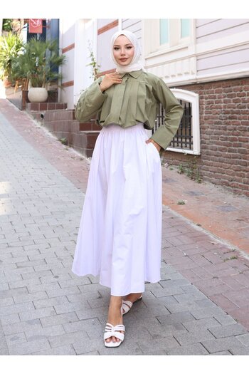 VAV Short Pleated Shirt - Khaki - Vav