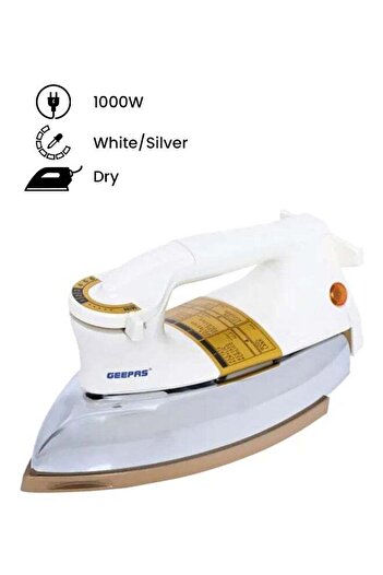 Geepas Electric Dry Iron, Golden Ceramic Soleplate Iron, 1000W Heavy Weight Iron with Adjustable Tem
