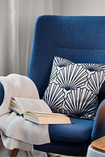Tchibo Embroidered Decorative Cushion Cover 40 x 40 cm, Navy