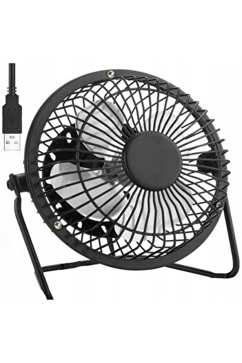 zola USB desk fan, aluminum, adjustable position, ON/OFF, diameter 15 cm, black