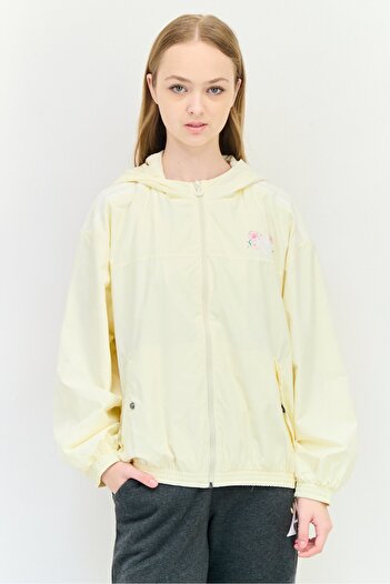 adidas Women Sportswear Fit Long Sleeve Outdoor Windbreaker Jacket, Cream