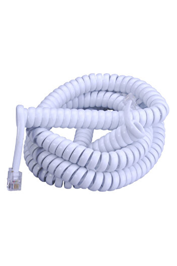 Monster Jhiu Just Hook It Up 4-Conductor Telephone Handset Coiled Cord White 12ft