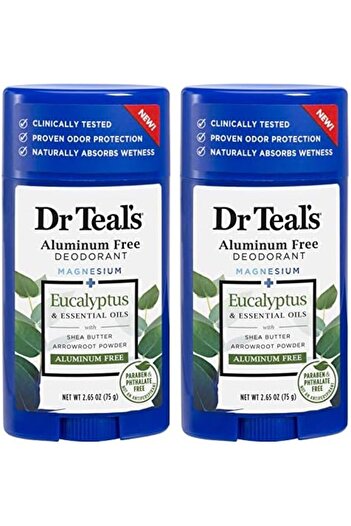 Dr Teals Dr. Teal's Aluminum Free Deodorant - Eucalyptus - Paraben & Phthalate Free - 2.65 oz Pack of 2