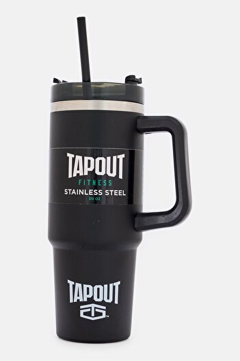 Tapout Fitness Stainless Steel Vacuum Insulated Tumbler With Straw 900ml, Black
