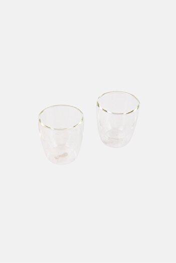Fissman 2 Pcs Double Wall Heat Resistant Cup Set 80 ml, Transparent