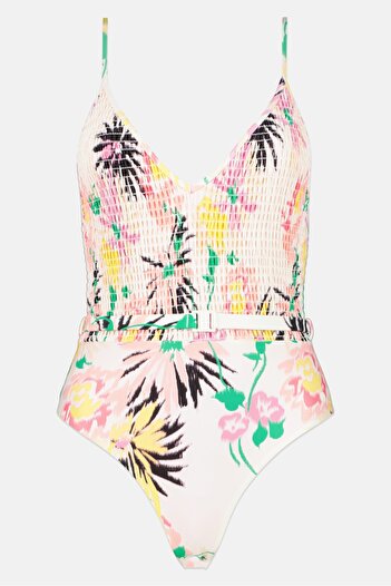 Scotch & Soda Women Ruched One Piece Swimsuit, Multicolor