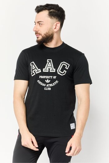 adidas Men Sportswear Fit Graphic Print Short Sleeves Outdoor T-Shirt, Black