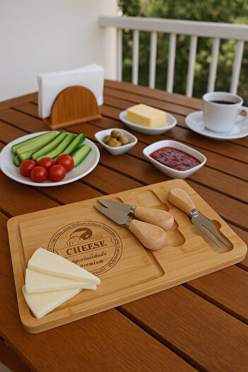 LUMİNA Natural Bamboo Knife Cheese Presentation Set