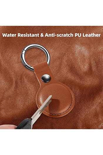 QuickStoq Airtag Case, Leather Airtag Case, Compatible with Pendant, with Keychain, Waterproof, Premium Quality
