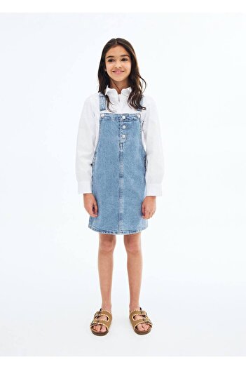 MANGO Kids Short Denim Gilet Dress