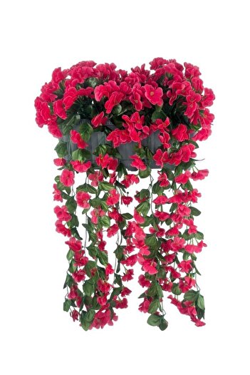 Nettenevime Artificial Flower Fuchsia Bougainvillea Hanging Violet Anthracite Balcony Flower in a Pot with Handrail Hanger Flower Basket