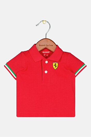 Scuderia Ferrari Toddlers Boy Short Sleeve Brand Logo Polo Shirts, Red Combo