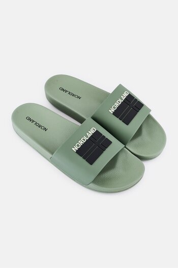 Nordland Men Brand Logo Slip On Slides, Olive